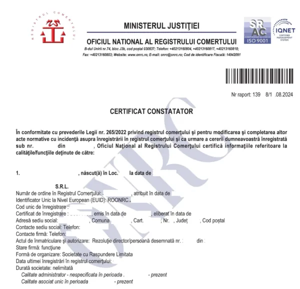 Eliberare certificat constatator ONRC – Ghid complet 2026